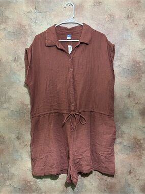 Old Navy Terracotta Button-Front Gauze Romper